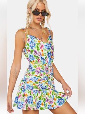 NWT For Love and Lemons Floral Spaghetti Strap Mini Dress